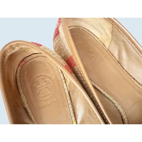 TORY BURCH Reva Raffia Woven Plaid Ballet Flats Size 7.5 - Picture 4 of 8